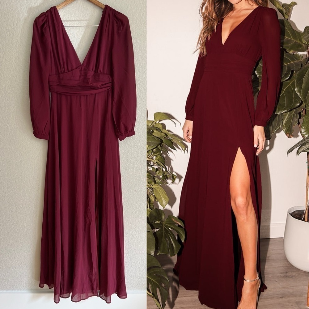 NWOT Love You So Burgundy Long Sleeve Maxi Dress